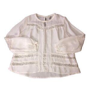 AMUSE SOCIETY White Viscose Lace Inset Long Sleeve Top Sz M